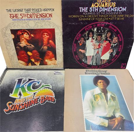 Lot of 4 VTG records--KC & the Sunshine Band, 5th Dimension, Dobie Gray