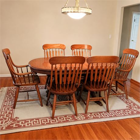 Richardson Brothers Windsor Style Oak Dining Table & 6 Chairs, 4 11" Leaves