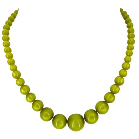 Vintage Lime Green Moonglow Lucite Beaded Necklace