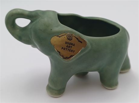 Vintage Unsona Arts pottery elephant planter small