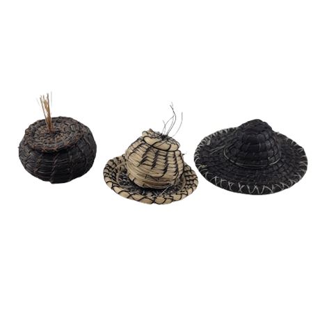 Vintage Horse Hair Miniature Baskets & Hat