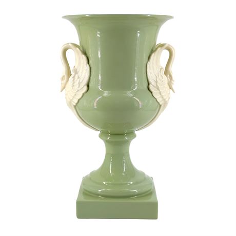 Vintage Lenox Celadon Porcelain Swan Handle Vase