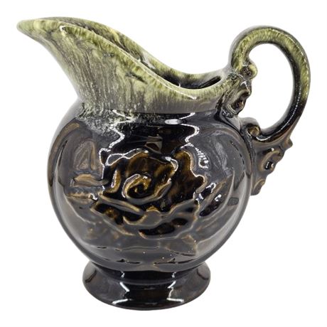Mid-Century Hull Pottery A50 Drip Glaze Floral Pitcher
