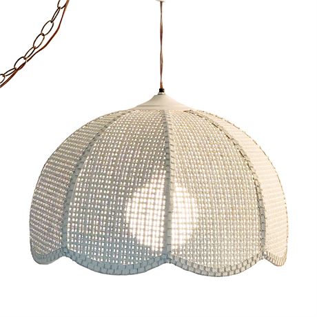 Vintage White Rattan Swag Lamp
