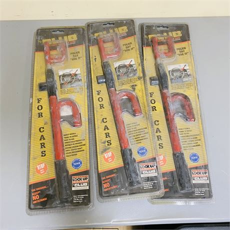 3 NOS ‘The Club’ Steering Wheel Locks