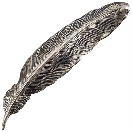 Vintage JEWEL ART Sterling Silver Feather Brooch