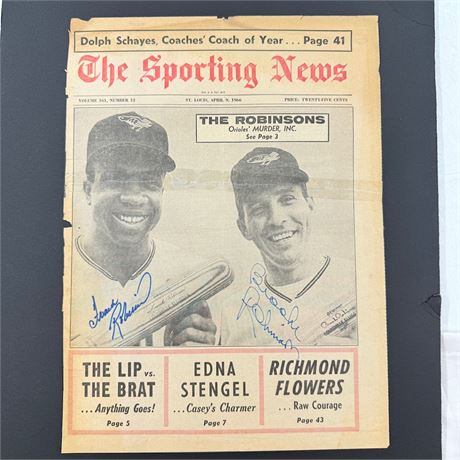 1966 Brooks + Frank Robinson Signed Sporting News Cover