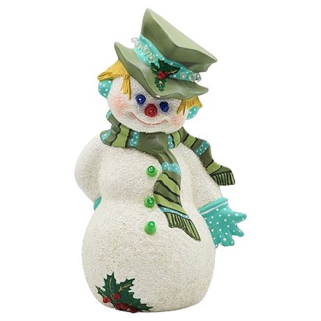 Vintage 11" Lighted Ceramic Glitter Snowman