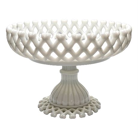 Westmoreland "Lattice Edge Milk Glass" Footed Compote
