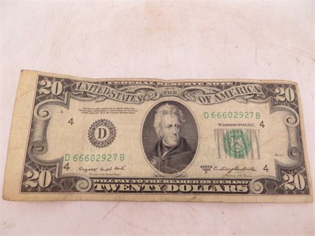 1950 C $20 Federal Reserve Note # D 66602927 B