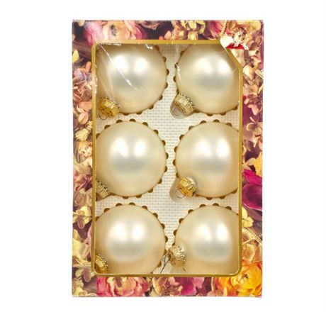 2.5" Glass Christmas Ornaments, White Pearl