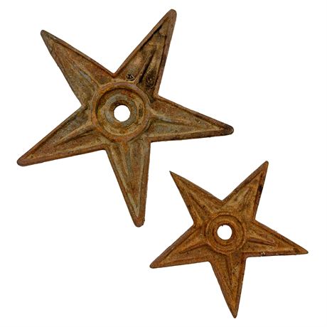 Pair of Antique Cast-Iron Architectural Star Anchors