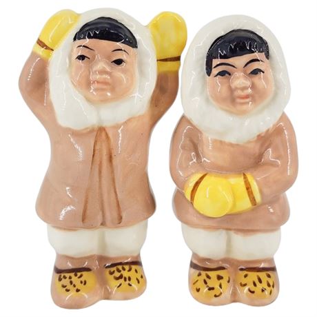 Vintage Victoria Ceramics Inuit Eskimo Salt & Pepper Shakers