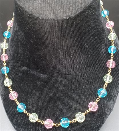 Napier pastel green/blue/pink bead necklace