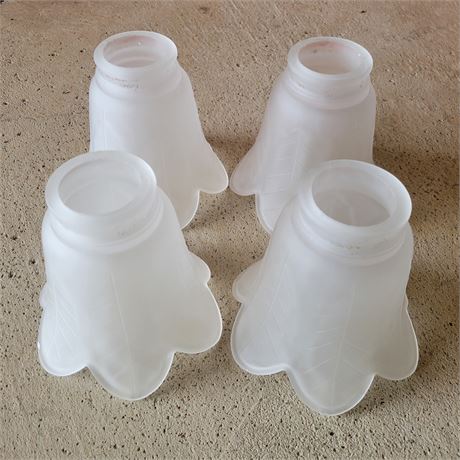 Tulip Bell Flower Shaped Frosted Glass Vintage Drop Lamp Shades, Set of 4