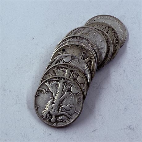 10 Walking Liberty Half Dollars