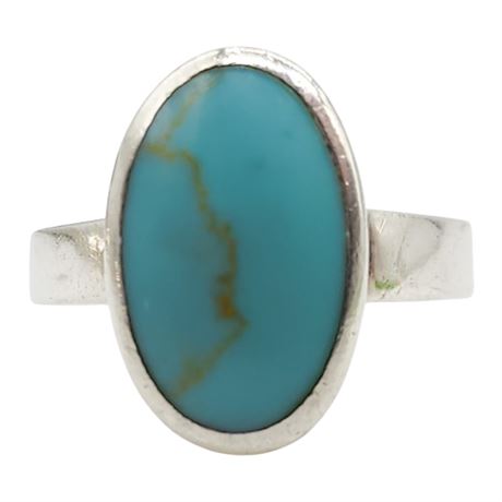 Vintage Sterling Silver Turquoise Ring, Sz 5.5