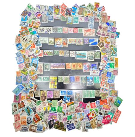 Huge Lot VTG Foreign Stamps--Over 250--Mint, Used, Cancelled
