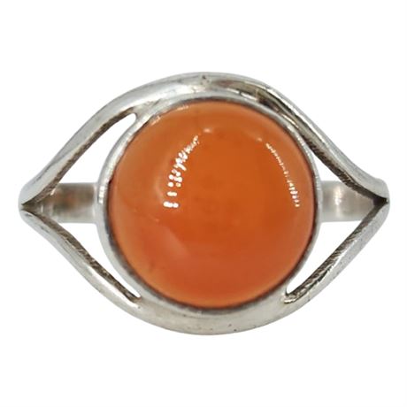 Sterling Silver Carnelian Ring, Sz 8