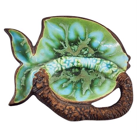 Vintage Treasure Craft of Hawaii Ceramic Fish & Lei Trinket Dish/Ashtray
