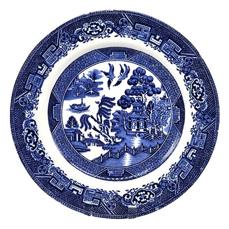 Vintage Brown & Steventon Burslem England Blue Willow Dinner Plate