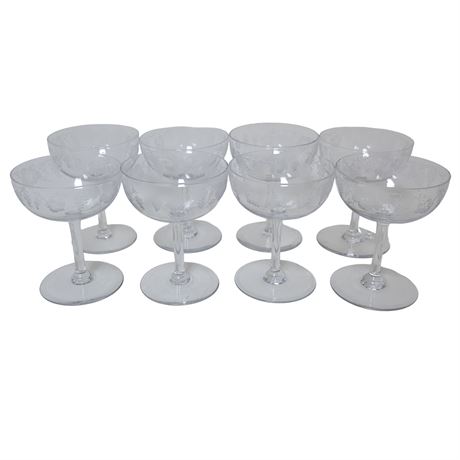 Etched Grape Champagne Glasses - Set of 8