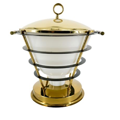 Mid-Century Atomic Style Chafing Dish in Brass Stand
