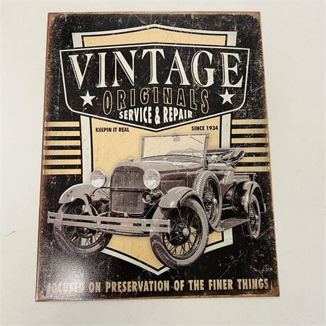 Vintage Car Service 12.5x16” Metal Retro Sign
