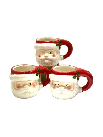 Cocktail Kingdom MiracleWinking Santa Head Ceramic Mugs - 3 Mugs (Lot 2 of 2)