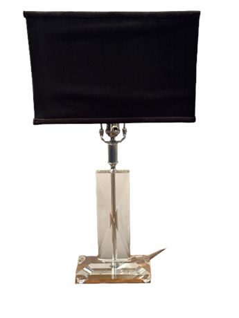 Clear Lucite Lamp with Black Shade