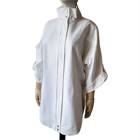 Misook White Roll-Tab Sleeve Jacket