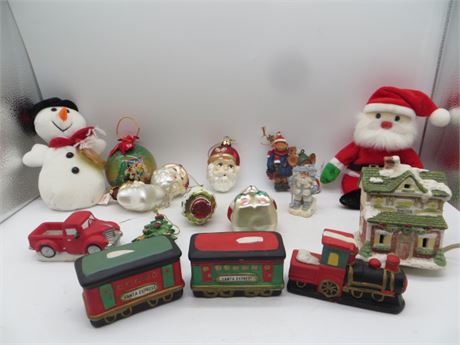 Ty Snowman & Santa, Ornaments & Train