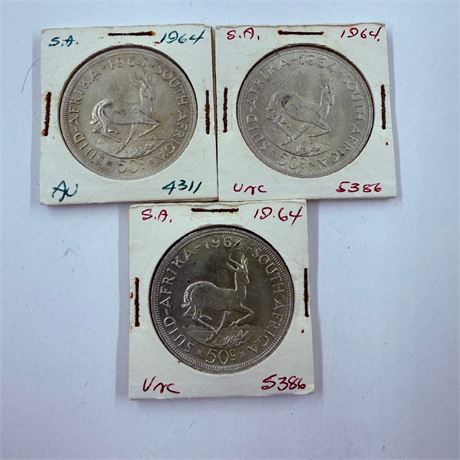 3x 1964 South Africa 5 Shillings