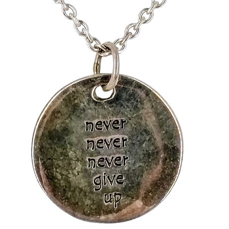 925 "never never never give up" Churchill Quote on 13" Chain
