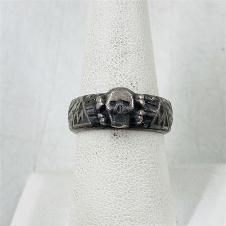 WW2 German Sterling Skull Ring Size 8