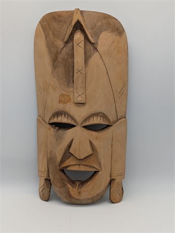 African Hand Carved Wood Tribal Mask Warrior Wall Art Made Kenya 14.75" X 7.25