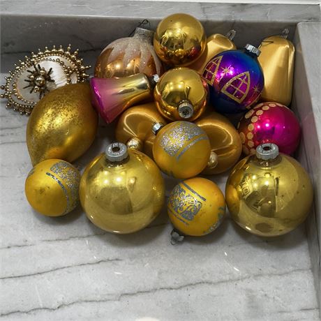 Vintage Gold & Pink Glass Bulbs