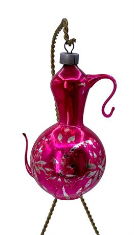 European Blown Mercury Glass Raspberry Teapot Tree Ornament