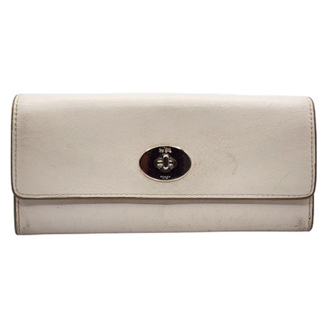 Coach Slim Turn-Lock Envelope Wallet in Ivory Leather