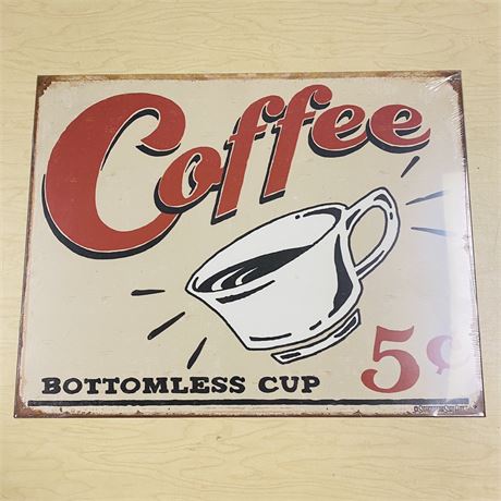 New Retro 12.5x16” Coffee Metal Sign