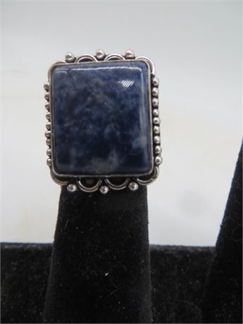 NEW SODALITE STONE RING GERMAN SILVER SIZE 6