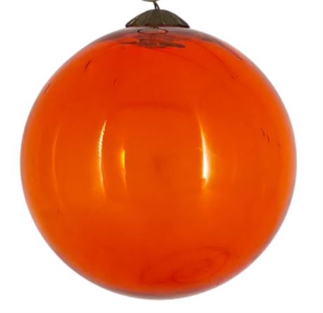 Antique 4" Orange French Kugel, Unsilvered Glass