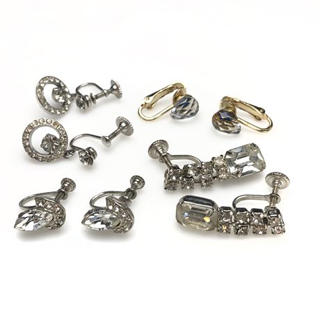 Vintage Clear Rhinestone Earrings Full of Bright Sparkle