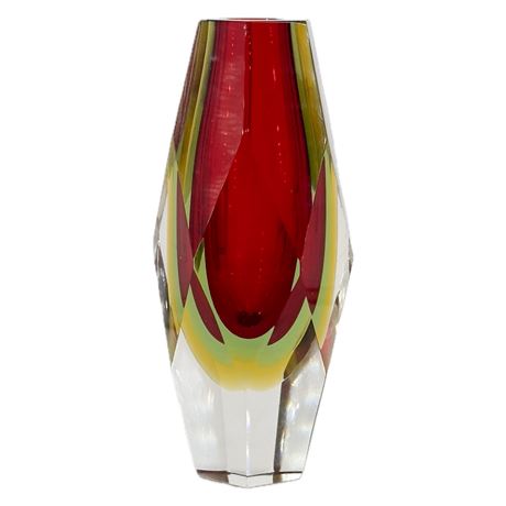 Vintage Murano Faceted Sommerso Glass Vase