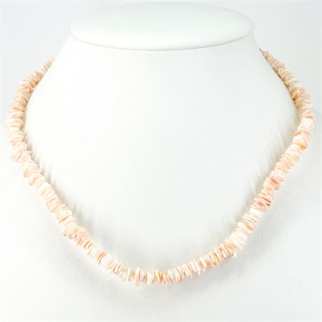 Vintage Natural Pink Puka Shell Necklace