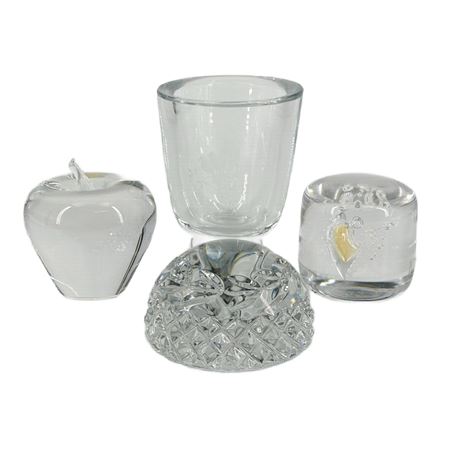 Lot of Vintage Crystal Art Glass Paperweights & Bud Vase
