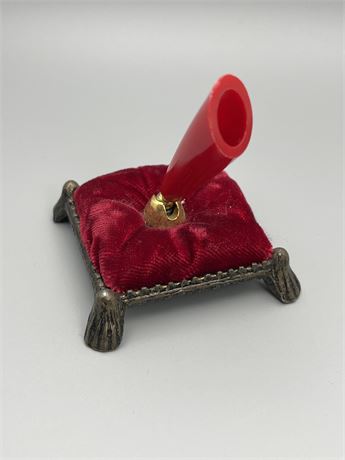 Vintage red velvet, footed ink, pen holder