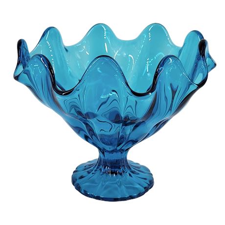 Viking Glass Mid-Century Cobalt Blue Glass Pedestal Bowl