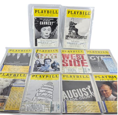 Lot of 10 Broadway Playbills + Binder + Tickets