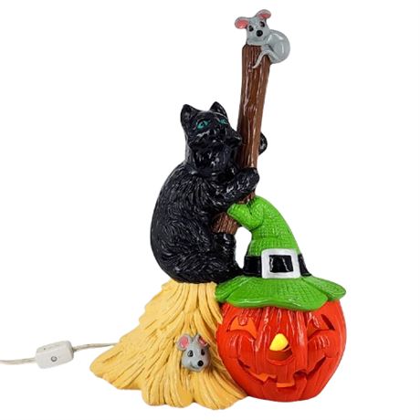 Vintage Hand Painted Ceramic Halloween Lamp/Lighted Sculpture